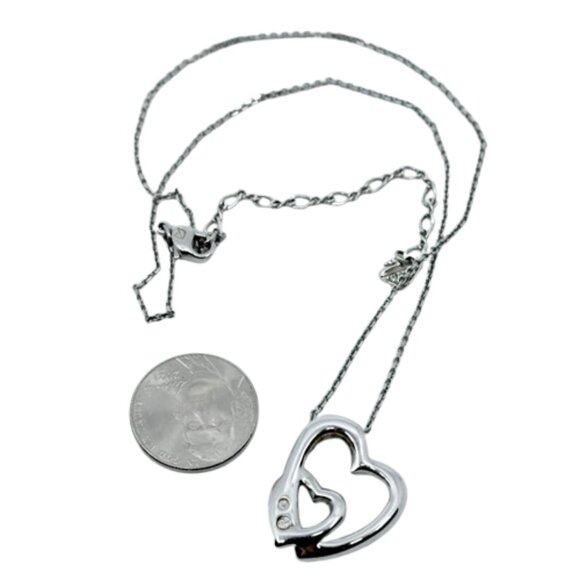 SWAROVSKI Swan Signed Clear Crystal INTERLOCKED HEARTS Pendant Necklace - Picture 4 of 5
